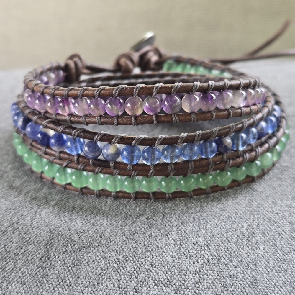 041 New Handmade Gemstones Wrap Bracelet
